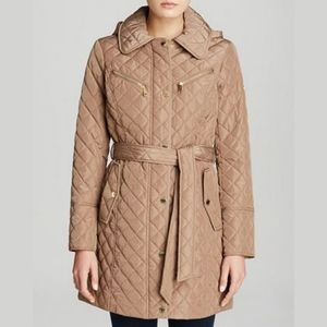 Michael Kors Quilted Tan Trench Coat Size L